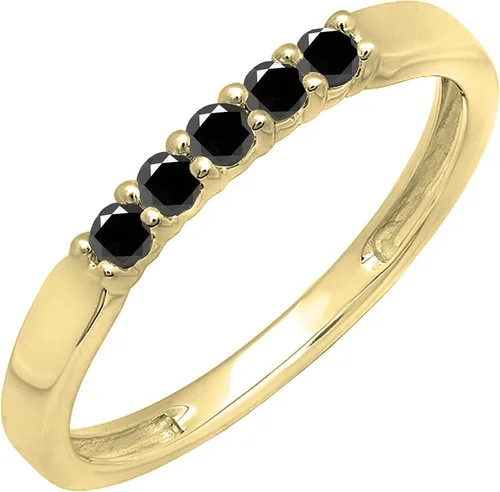Miniatura 14 de Dazzlingrock Collection Anillo de boda redondo de 5 piedras preciosas o diamantes para mujer en oro macizo de 10 K/14 K/18 K