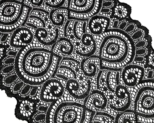 ONLYKXY Cinta de encaje elástico vintage de 5 yardas, tela para decoración de boda, costura, manualidades, patrón floral, cordón de costura (negro)