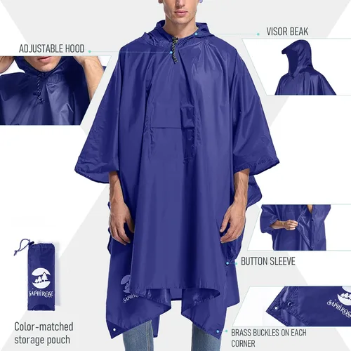 Miniatura 4 de Impermeable con capucha estilo poncho para hombres y mujeres