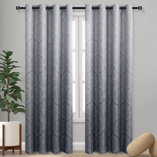 Miniatura 30 de DWCN - Cortinas blackout para dormitorio, diseño de damasco con aislamiento térmico y ojales, para sala de estar, juego de 2 paneles de cortina Gris