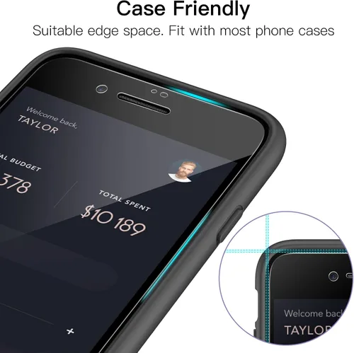 Miniatura 7 de JETech Protector de pantalla de cobertura completa para iPhone 8 Plus/7 Plus de 5.5 pulgadas, película de vidrio templado con borde negro