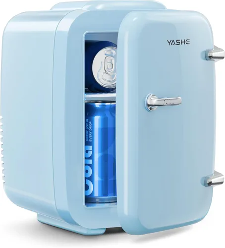 Miniatura 12 de YASHE Mini nevera, refrigerador pequeño de 4 litros/6 latas para el cuidado de la piel, 110 V CA/12 V CC, enfriador termoeléctrico y calentador