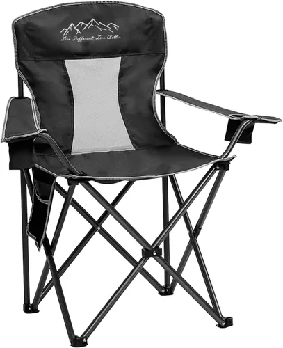 Silla de camping plegable con respaldo de malla – Silla plegable al aire libre para senderismo, playa, portón trasero y camping