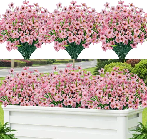 Miniatura 21 de Lnoicy - 24 piezas de flores artificiales para exteriores, decoración de flores de plástico, arbustos de flores falsas resistentes a los rayos UV