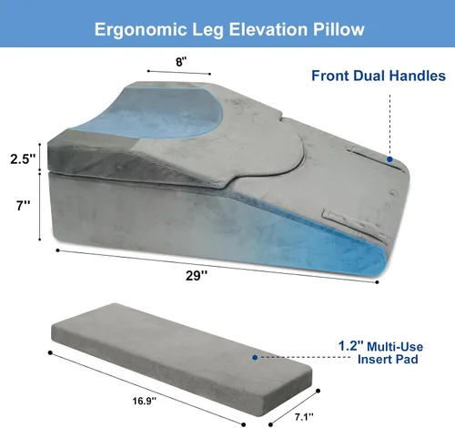 Miniatura 2 de Almohada extensora de elevación de rodilla para recuperación después de la cirugía, almohada de espuma viscoelástica para piernas para cirugía
