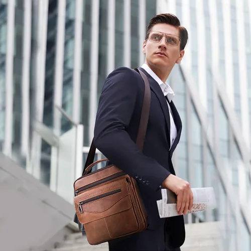 Miniatura 2 de COSCOOA Bolso de hombro para hombre, bolso de cuero para hombre, bolso cruzado para hombre, bolso de mensajero, bolso de viaje
