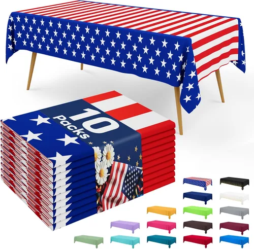 Miniatura 90 de Smiry - Juego de 6 manteles desechables, 54 x 78 pulgadas, manteles impermeables rectangulares para fiestas, cubierta de mesa de plástico