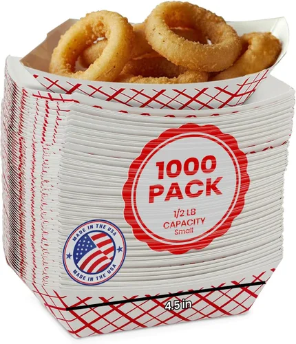 Miniatura 16 de MT Products Bandeja de comida a cuadros para almuerzo de 5 libras, bandeja desechable de papel para alimentos, paquete de 50