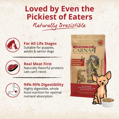 Miniatura 4 de CARNA4 All Life Stages - Alimento seco para perros con fórmula de pollo (3 libras, pollo)