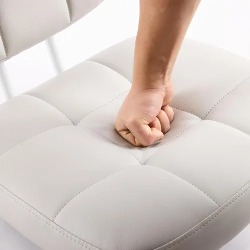 Miniatura 9 de VINGLI Silla de escritorio pequeña compacta, bonita silla sin brazos con ruedas, silla de tocador con respaldo bajo, silla de trabajo de altura Gris