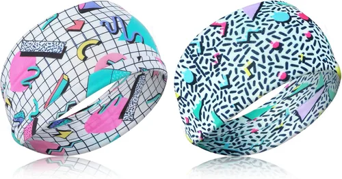 2 diademas de neón de los años 80 y 90 para mujer, diademas retro para mujer, bandas de pelo de los años 80 para hip hop, estilo de fiesta,