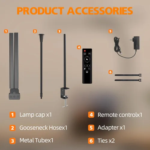 Miniatura 7 de Lámpara de escritorio para oficina en casa, luz de monitor de pantalla dual de 15 W con abrazadera, luz de computadora de cuello de cisne ajustable
