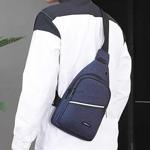 Miniatura 5 de Bolso bandolera para el pecho, hombro resistente al agua, bolso de viaje con una correa para hombres, mujeres y niños con agujero para auriculares