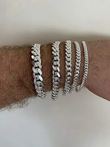Miniatura 7 de Harlembling Pulsera de eslabones cubanos Miami de plata de ley 925 0197in 0236in 0315in 0394in 0472in 7 - 9 pulgadas fabricado en Italia para hombre
