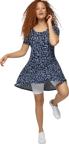 Miniatura 5 de ellos Vestido de punto acampanado de manga corta para mujer de talla grande, Multi