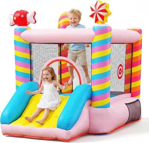 Miniatura 10 de Casa inflable para saltar para niños de 3 a 8 años - Zona de salto más grande de 2.01m x 2.56m, castillo inflable para saltar para niños grandes