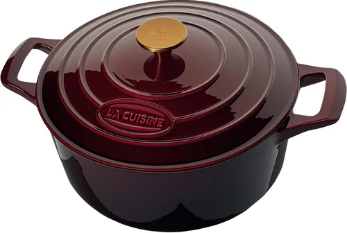 La Cuisine - Cacerola de hierro fundido esmaltado para horno holandés con tapa, 6.5 cuartos de galón de 11 pulgadas/11.0 in de diámetro. Arándano