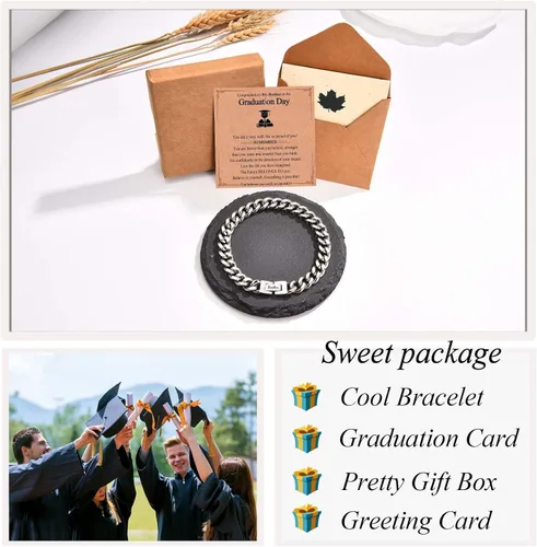 Miniatura 5 de Regalos para papá, hijo, nieto, tío sobrino, hermano, marido, novio, regalos para hombres y niños, pulsera de eslabones de cadena cubana, regalos
