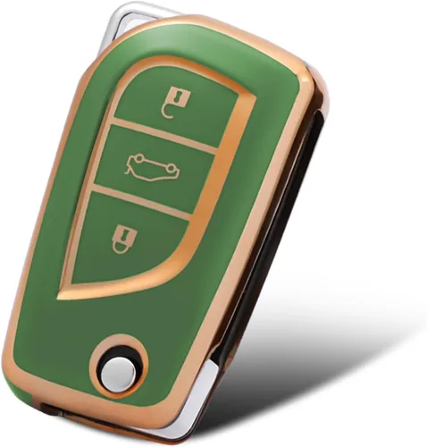 Compatible con funda para llavero Toyota con patrón dorado, TPU suave, protección de 360 grados, para llave inteligente Fortuner Tundra Camry RAV4