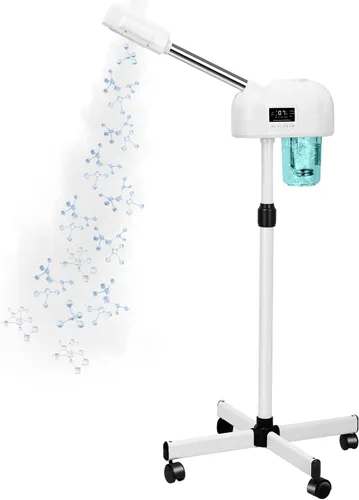 Miniatura 7 de Vaporizador facial profesional con función de niebla caliente, vaporizador facial de soporte sobre ruedas, altura ajustable y boquilla giratoria
