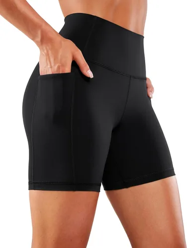 CRZ YOGA Naked Feeling Pantalones cortos de ciclismo para mujer, 4, 5, 6 y 8 pulgadas, cintura alta, para yoga o gimnasia, con elastano, bolsillos
