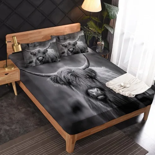 Miniatura 2 de Juego de sábanas de vaca tamaño individual, sábanas de microfibra suave y bolsillo profundo, sábanas y fundas de almohada estampadas sin arrugas, 3