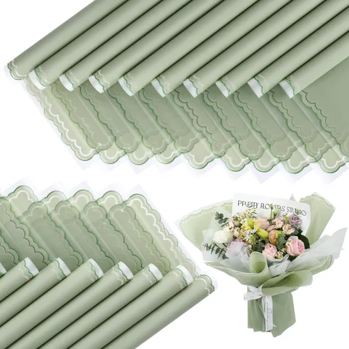 Miniatura 31 de FUHITIM - 20 hojas de papel impermeable para suministros de florista, envoltura de ramos de flores y regalos de bodas, cumpleaños, bricolaje