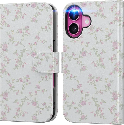 Miniatura 21 de DEENAKIN Funda tipo cartera para iPhone 15 con tarjetero + clip para efectivo, bloqueo RFID, protección contra caídas de grado militar y obras
