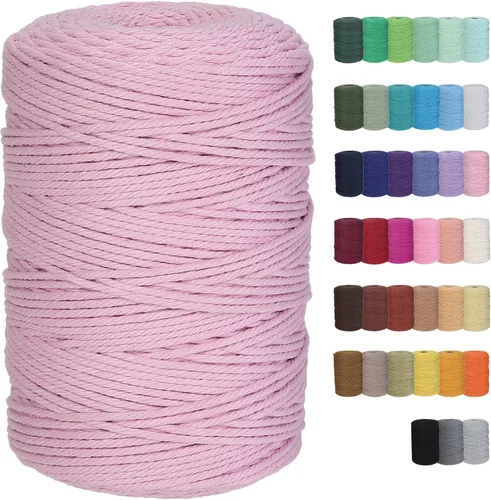 Miniatura 41 de Cuerda de macramé de algodón de 3 mm x 109 yardas, suministros de macramé de color natural, cuerda de algodón suave para colgar plantas, colgante