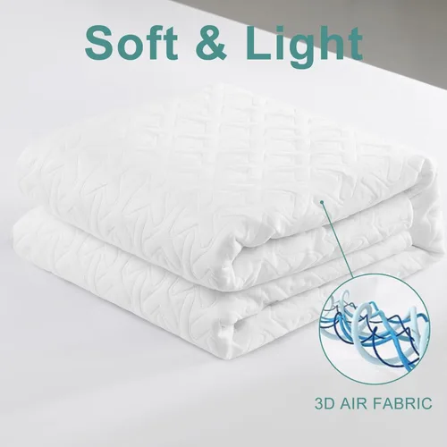 Miniatura 5 de MERITLIFE - Protector de colchón de bambú impermeable premium, suave y sin ruido, relleno con tela de aire 3D ultrasuave y transpirable, funda