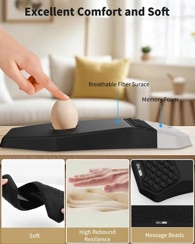 Miniatura 3 de Juego de alfombrilla ergonómica para mouse y reposamuñecas para teclado, diseño de masaje para aliviar el dolor del túnel carpiano, espuma Negro