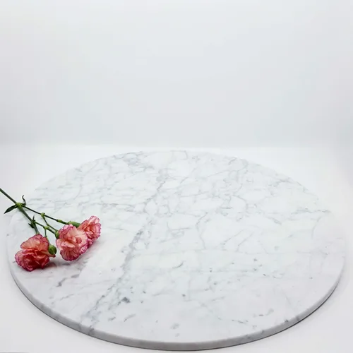 Miniatura 7 de Soporte para tartas de mármol Carrara, base de postre para pastelería, bandeja para servir pastelería, centro de mesa, redondo, 16 pulgadas