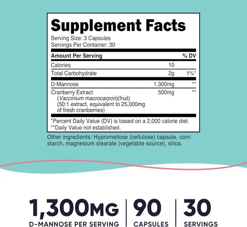 Miniatura 2 de Nutricost D-manosa con extracto de arándano para mujeres, 90 cápsulas para 30 porciones por botella, vegano, sin OMG y sin gluten