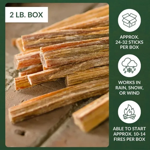 Miniatura 4 de Plow & Hearth Palitos Iniciadores de Fuego de Madera Grasa de 2 Libras, Yesca Orgánica, Madera Grasa de Fácil Encendido, Iniciadores de Fuego