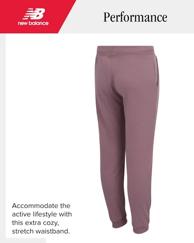 Miniatura 20 de New Balance Pantalones deportivos para niña, forro polar de mezcla de algodón suave con cordón y bolsillos (tallas 8-16)