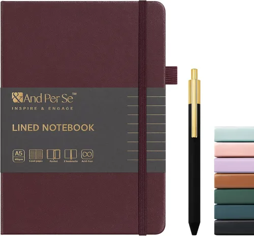 Miniatura 38 de &And Per Se Juego de diario y bolígrafo forrados (3 paquetes), cuaderno de tapa dura de cuero A5 con bolígrafo y juego de papelería, 160 páginas