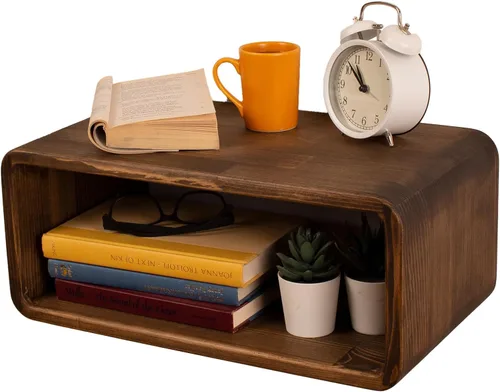 Miniatura 11 de Mesita de Noche Flotante de Madera, Mesa de Noche, Estantería de Noche, Hecho a Mano, Estante de Noche Montado en la Pared, Estilo Minimalista