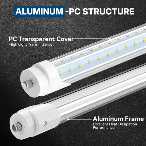 Miniatura 5 de JESLED Tubo de luz LED T8/T10/T12 de 8 pies, base FA8 de un solo pasador, 50W 6000LM 5000K luz blanca diurna, bombilla fluorescente LED