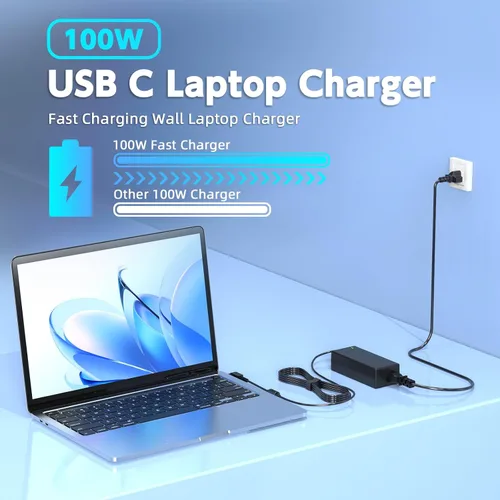 Miniatura 5 de Cargador USB C de 100 W, carga rápida de 100 W, compatible con Lenovo HP Dell Asus Acer MacBook Huawei Samsung tipo C adaptador de alimentación