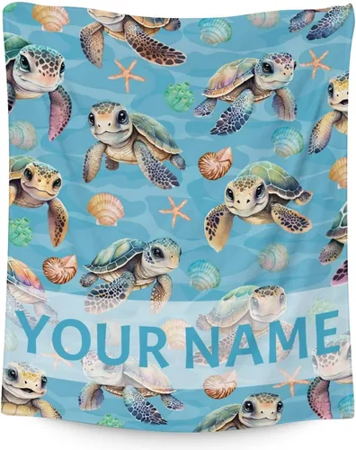 Miniatura 11 de Manta de tortuga marina, suave, mullida y cálida, manta pequeña de 30 x 40 pulgadas para sofá, oficina, bonita manta rosa para niños