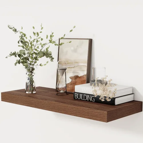 Miniatura 24 de Fun Memories - Estante flotante de 12 pulgadas, estantes de pared de madera rústica para decoración de pared y almacenamiento, estante flotante