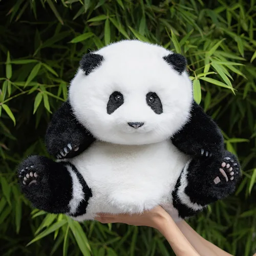 Miniatura 2 de Chongker Peluche de panda con peso, peluche de panda para compañero "HeHua", peluche grande gigante realista hecho a mano, 4.6 libras, 16.5