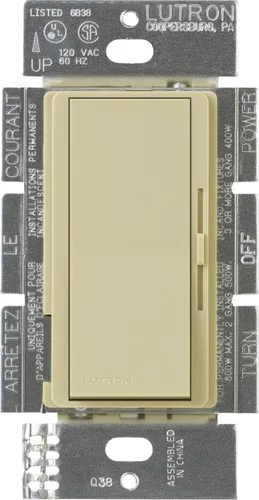 Miniatura 13 de Lutron DVSCELV-300P-BI Diva - Regulador electrónico de bajo voltaje de 300 vatios de un solo polo, galleta