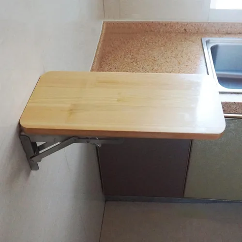 Miniatura 2 de Mesa de pared plegable para cocina, sala de estar, soportes de madera maciza y acero inoxidable, mesas de montaje en pared, mesa de trabajo