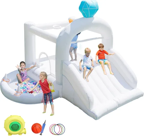 Miniatura 9 de Doctor Dolphin Casa de rebote para niños, casa inflable con tobogán, casa hinchable para niños, castillo hinchable para tobogán acuático inflable