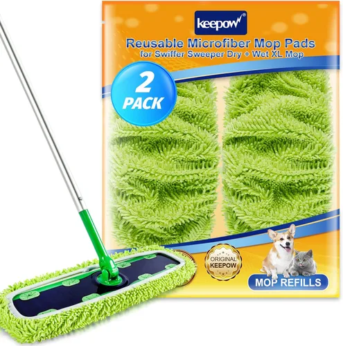 Miniatura 15 de KEEPOW Almohadillas XL reutilizables para trapeador compatibles con Swiffer XL Sweeper, paños de trapear secos extra grandes, paños de trapear