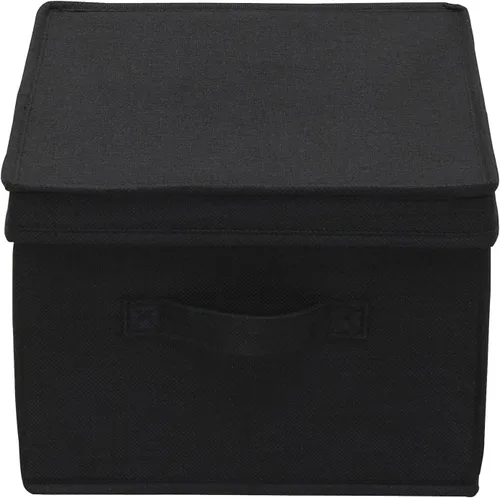 Miniatura 8 de Household Essentials Caja de almacenamiento grande de tela con tapa, color negro, juego de 2