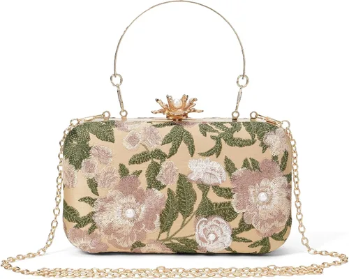 Vintage Floral Clutch Purses for Women Wedding Guest Purse Evening Bag for Wedding Party Prom