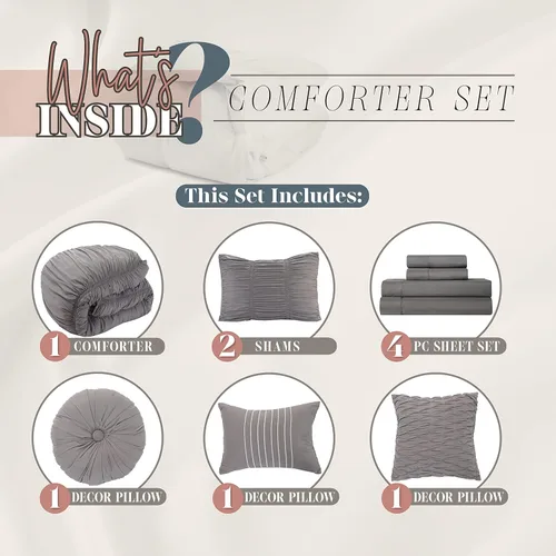 Miniatura 3 de Elegant Comfort El juego de edredón plisado de 10 piezas más suave y acogedor, con volantes fruncidos con almohadas decorativas y sábana bajera