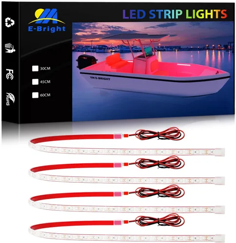 Tira de luz LED marina roja para pesca nocturna, iluminación de cabina de cubierta de cortesía para pontón, barco Jon, kayak, motor, bajo, moto 4